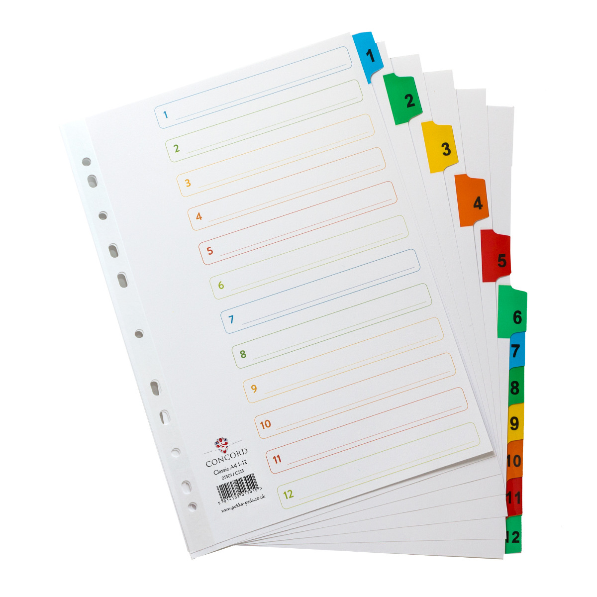 Concord Mylar Index A4 Multicolour 1-12