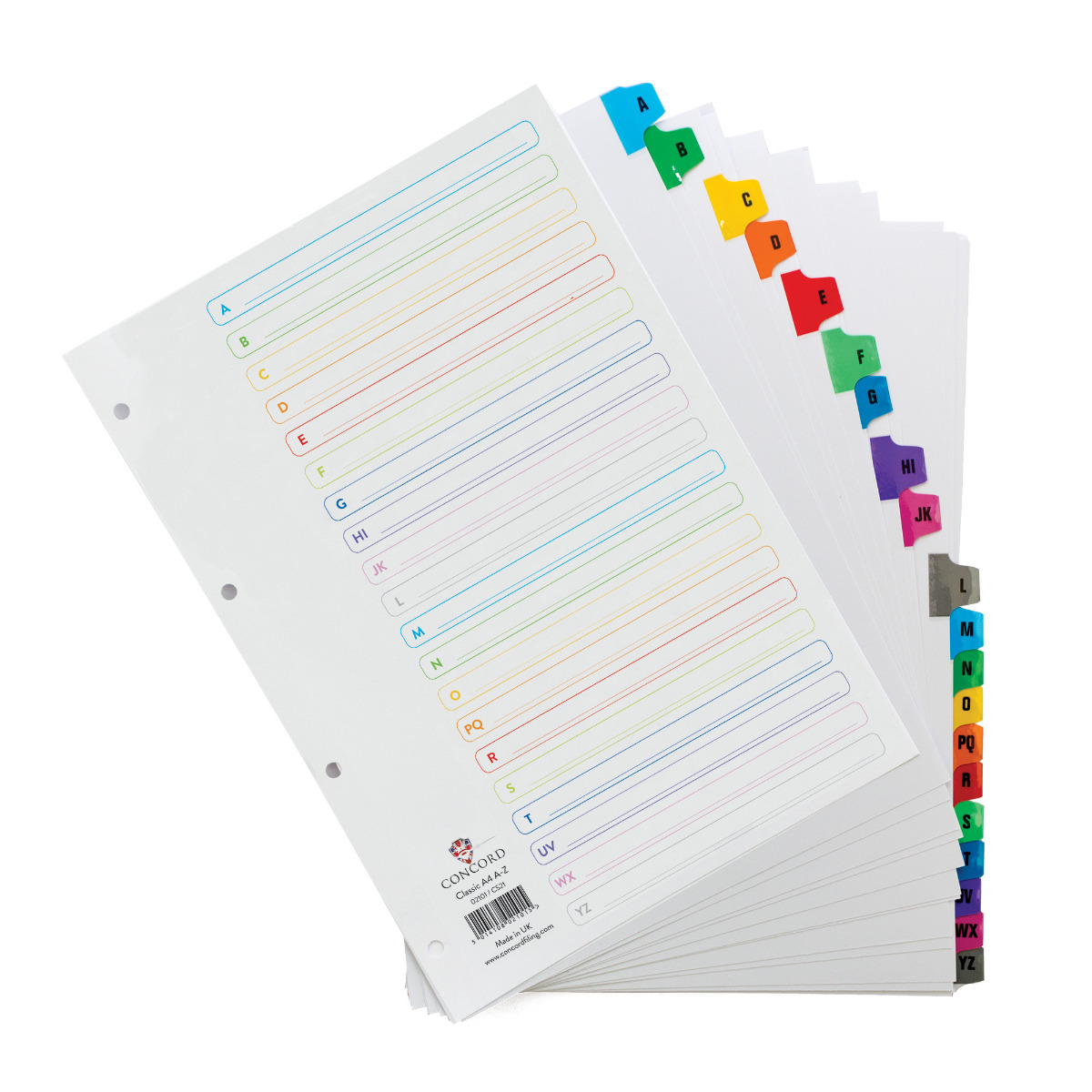 Concord Mylar Multicolour Index A4 A-Z