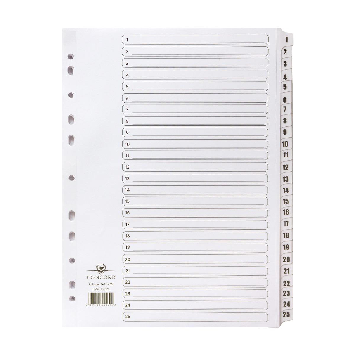 Concord Mylar Index A4 1-25