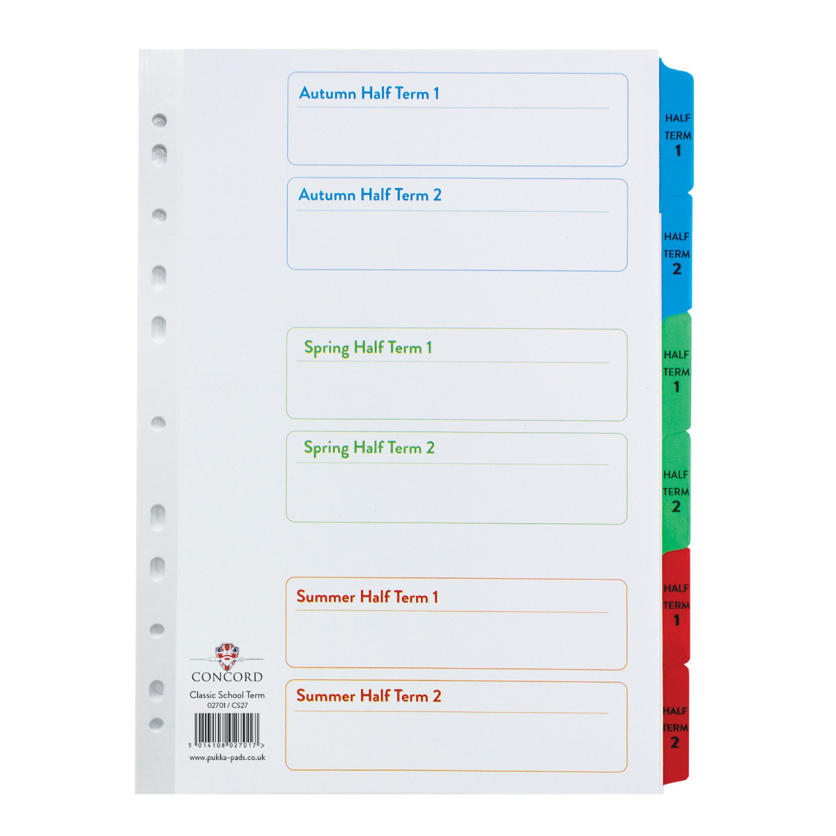 Concord A4 Tabbed School Term Time Index - 6 Part