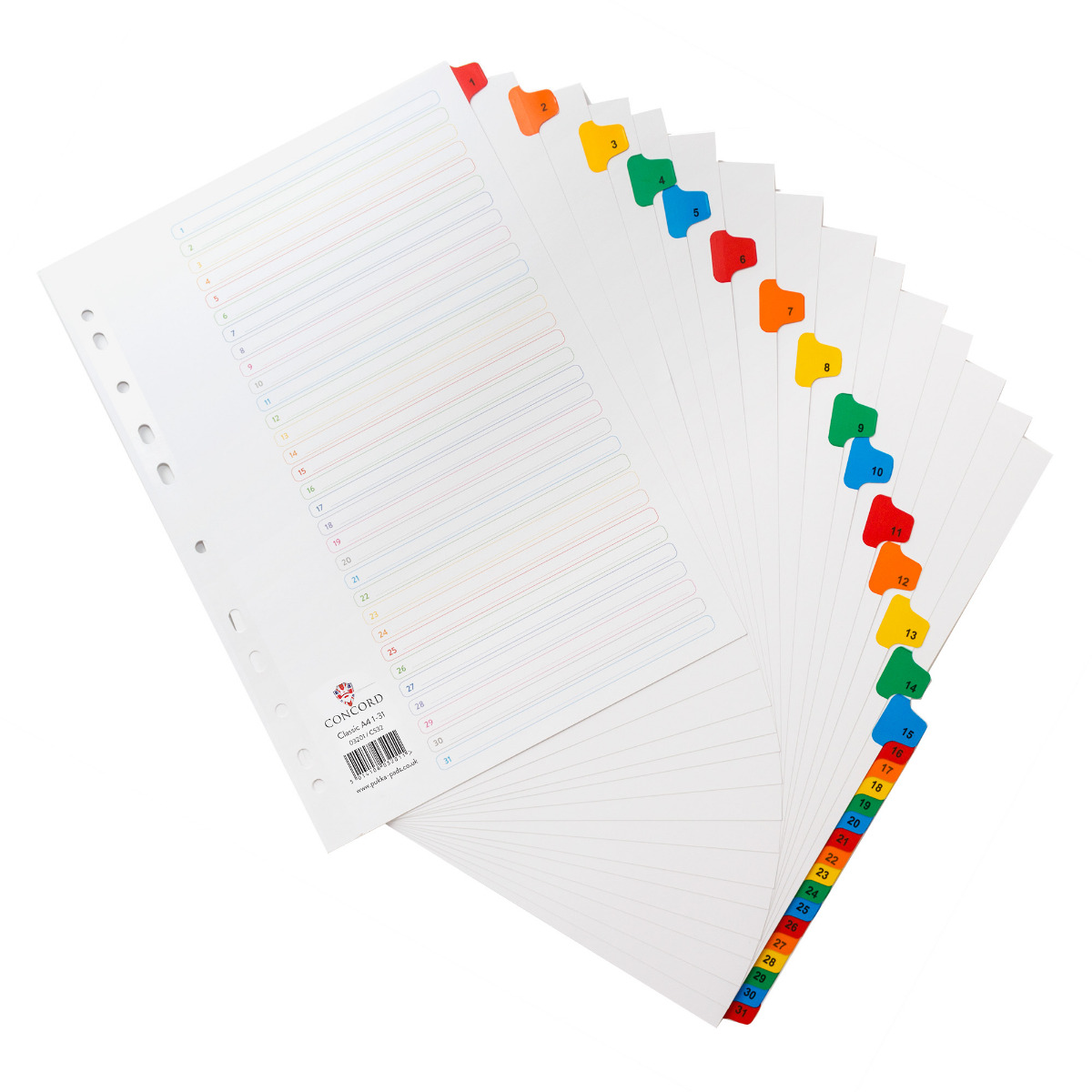 Concord Mylar Index A4 Multicolour 1-31