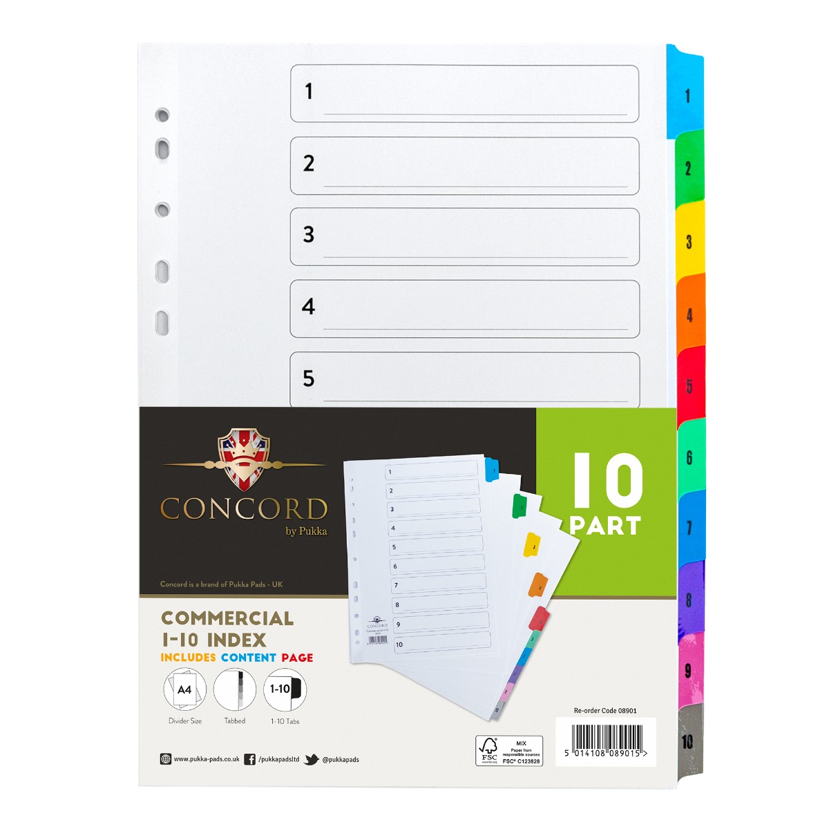 Concord Commercial A4 1-10 Multicoloured Index