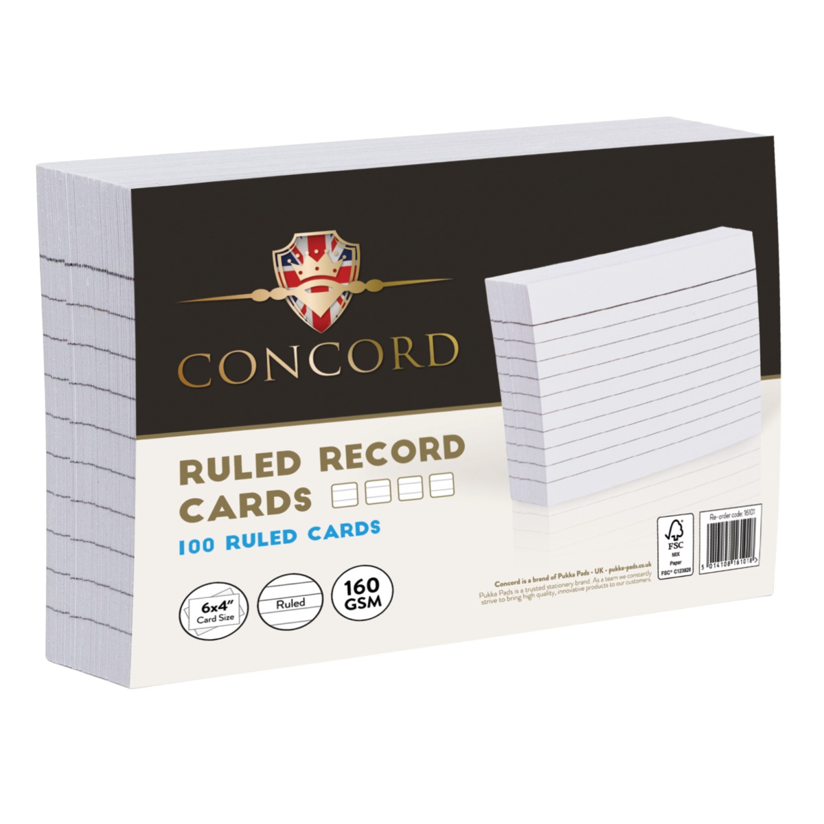 Concord ruled revision cards, 100 cards included in the pack, each revision card measures 6 x 4" and is made with a 160GSM card.