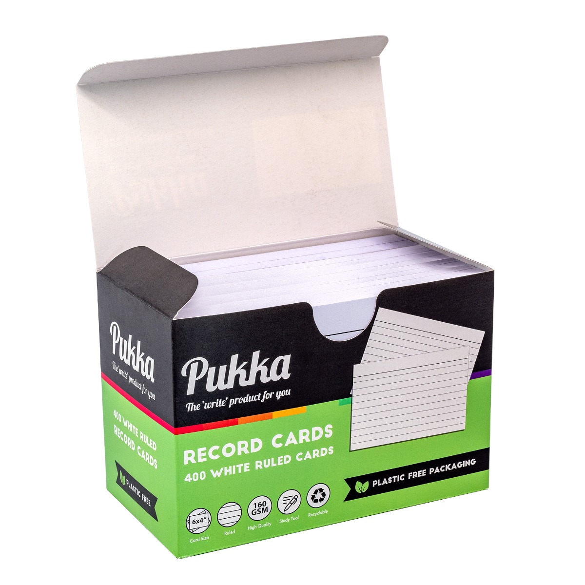 Pukka Pads 400 White Ruled Record Cards 6x4"