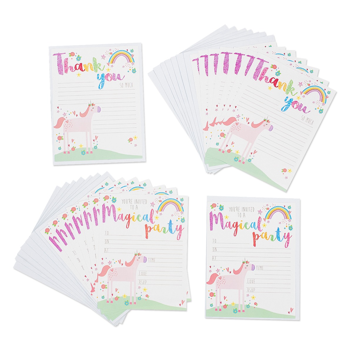 Pukka Party Unicorn Themed Party Invites & Thank You Notes