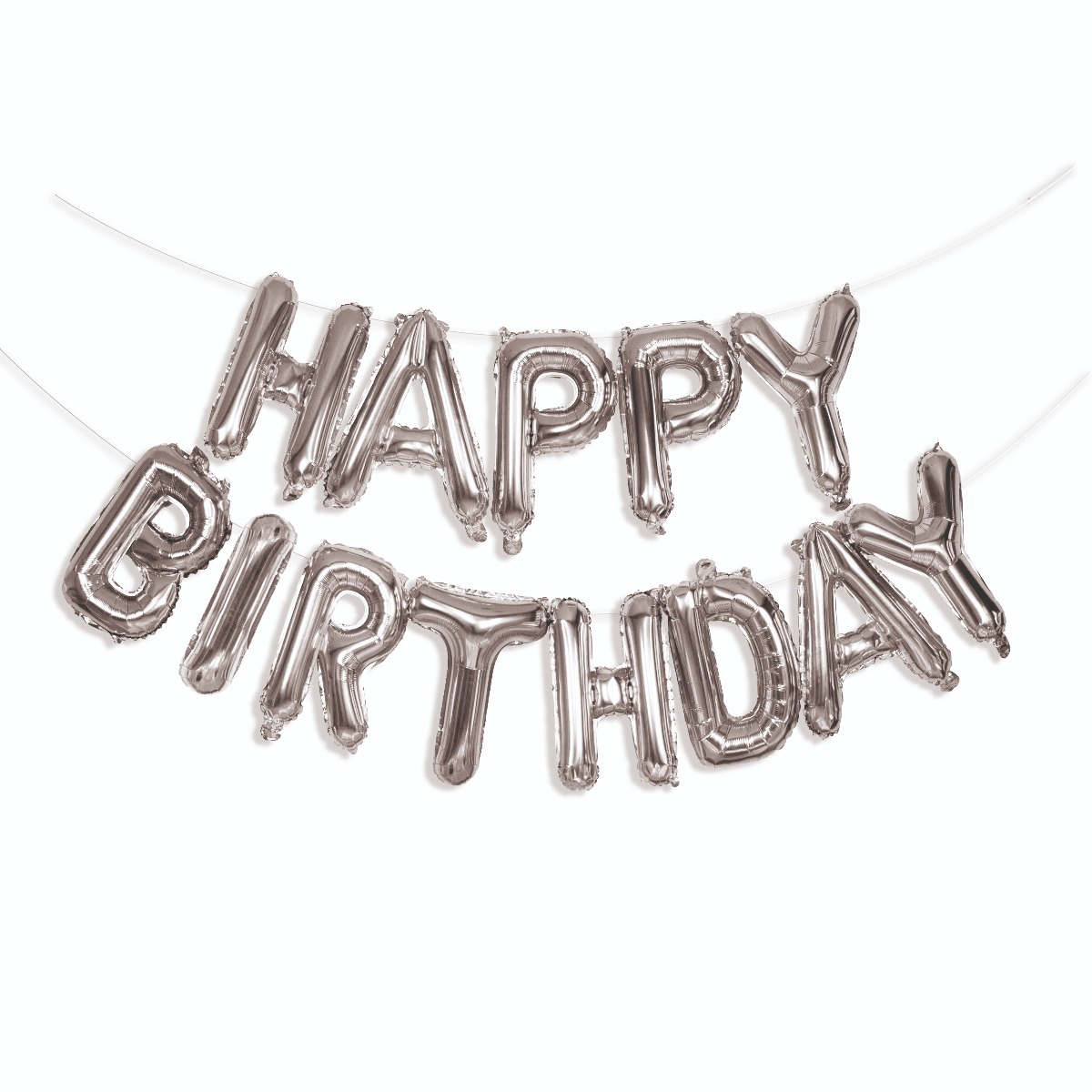 Pukka Party Happy Birthday Silver Foil Inflated Balloon Letters