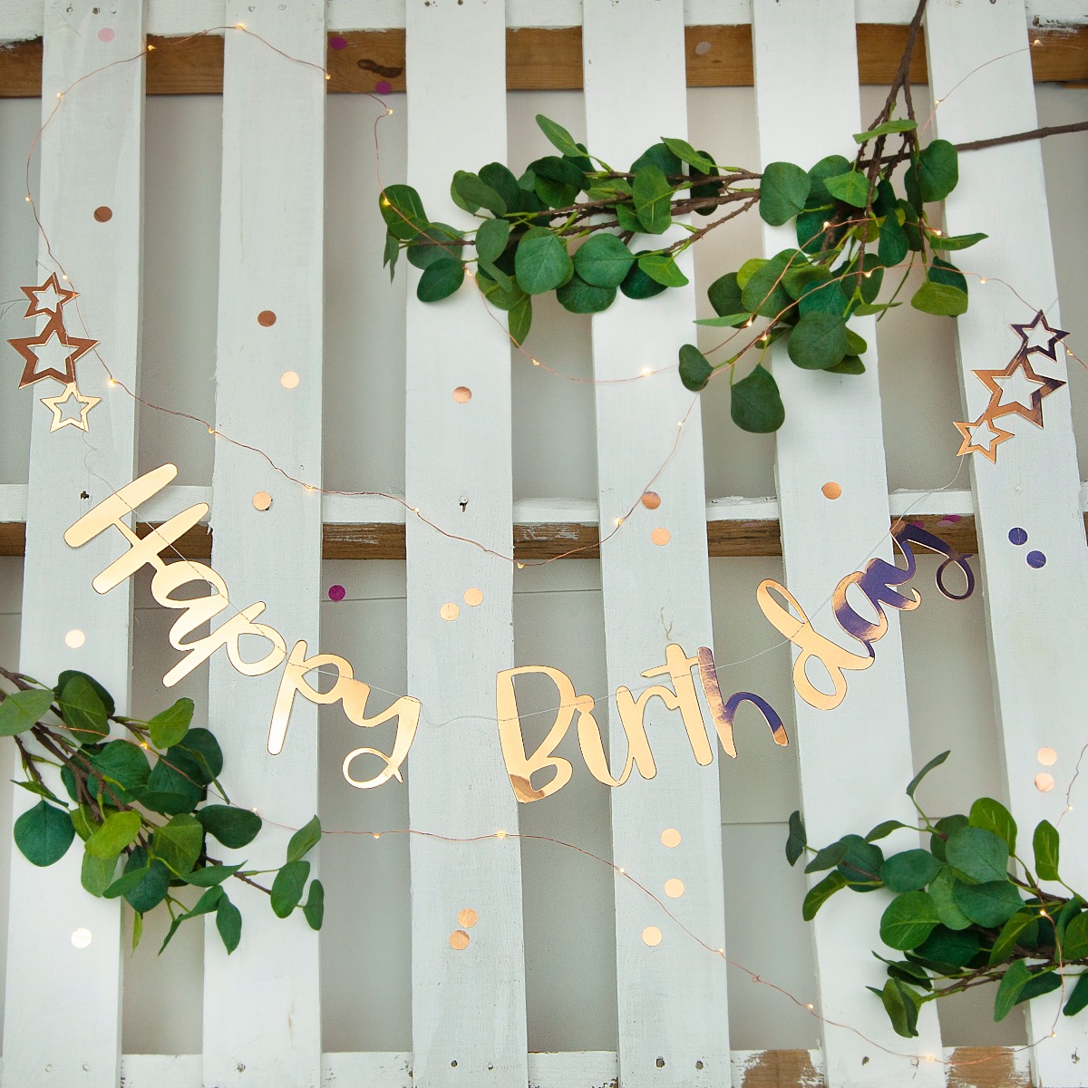 Pukka Party Rose Gold Happy Birthday Stitched Garland