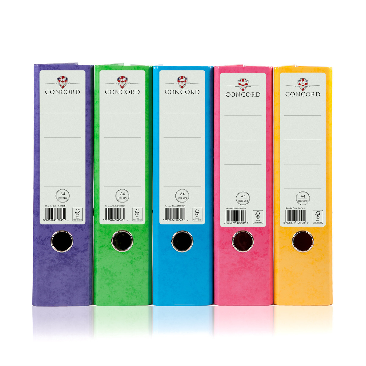 Concord Contrast A4 Lever Arch File - Assorted Pack of 10