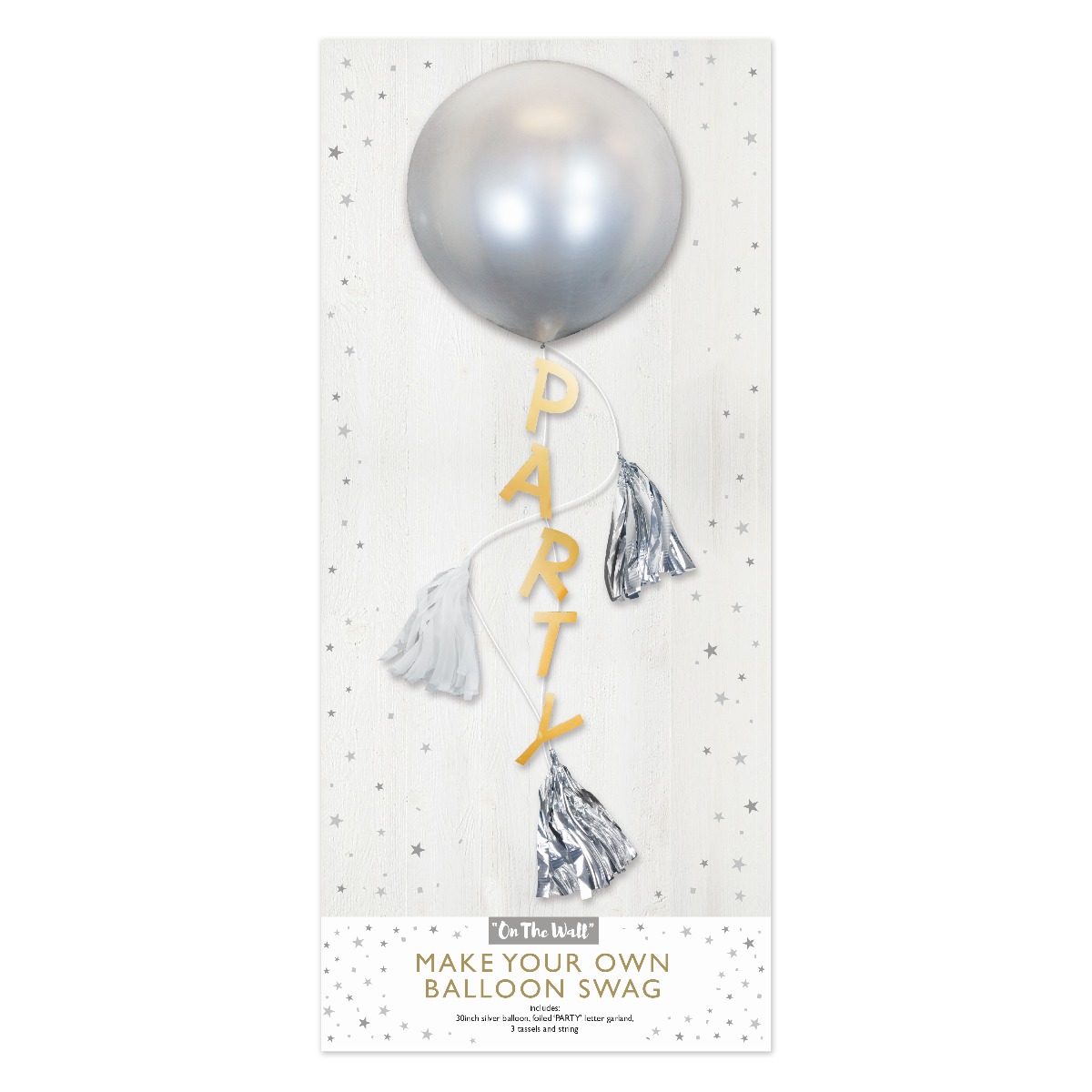 Pukka Party Silver 30-inch Balloon with Party Swag & Tassels