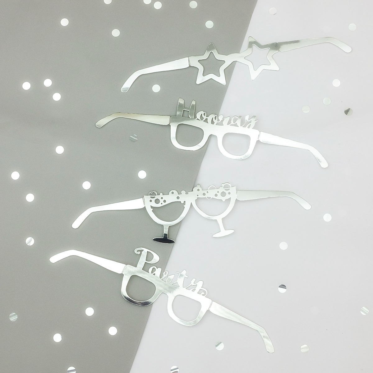 Pukka Party Silver Party Photo Prop Glasses