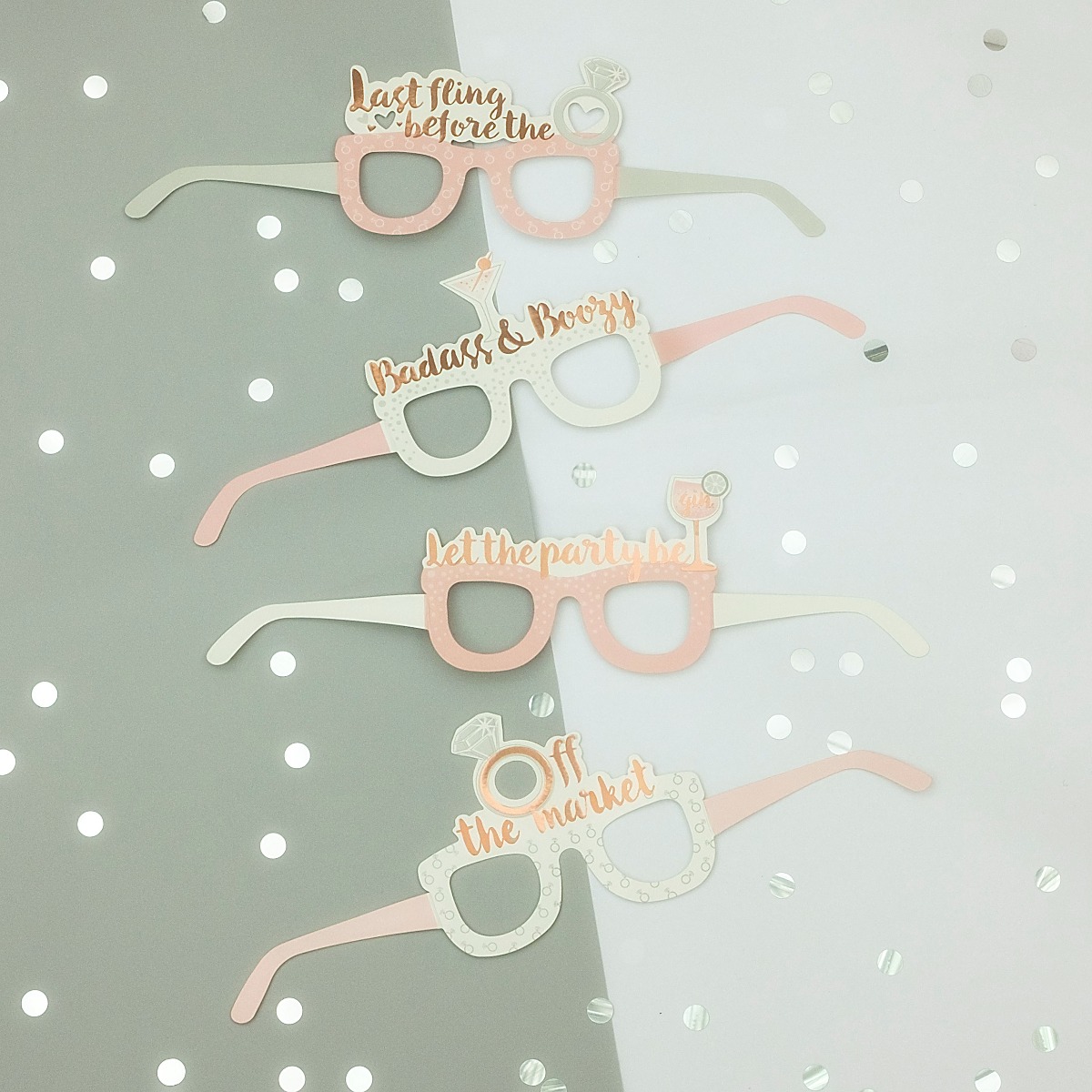 Pukka Party Rose Gold Hen Party Photo Prop Glasses - Pack of 4