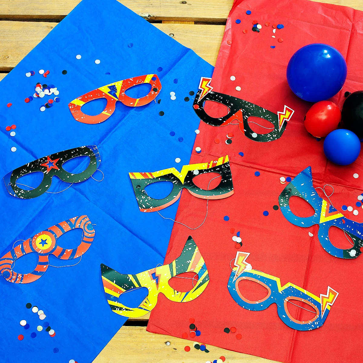 Pukka Party Superhero Masks - Pack of 8 With Elastic
