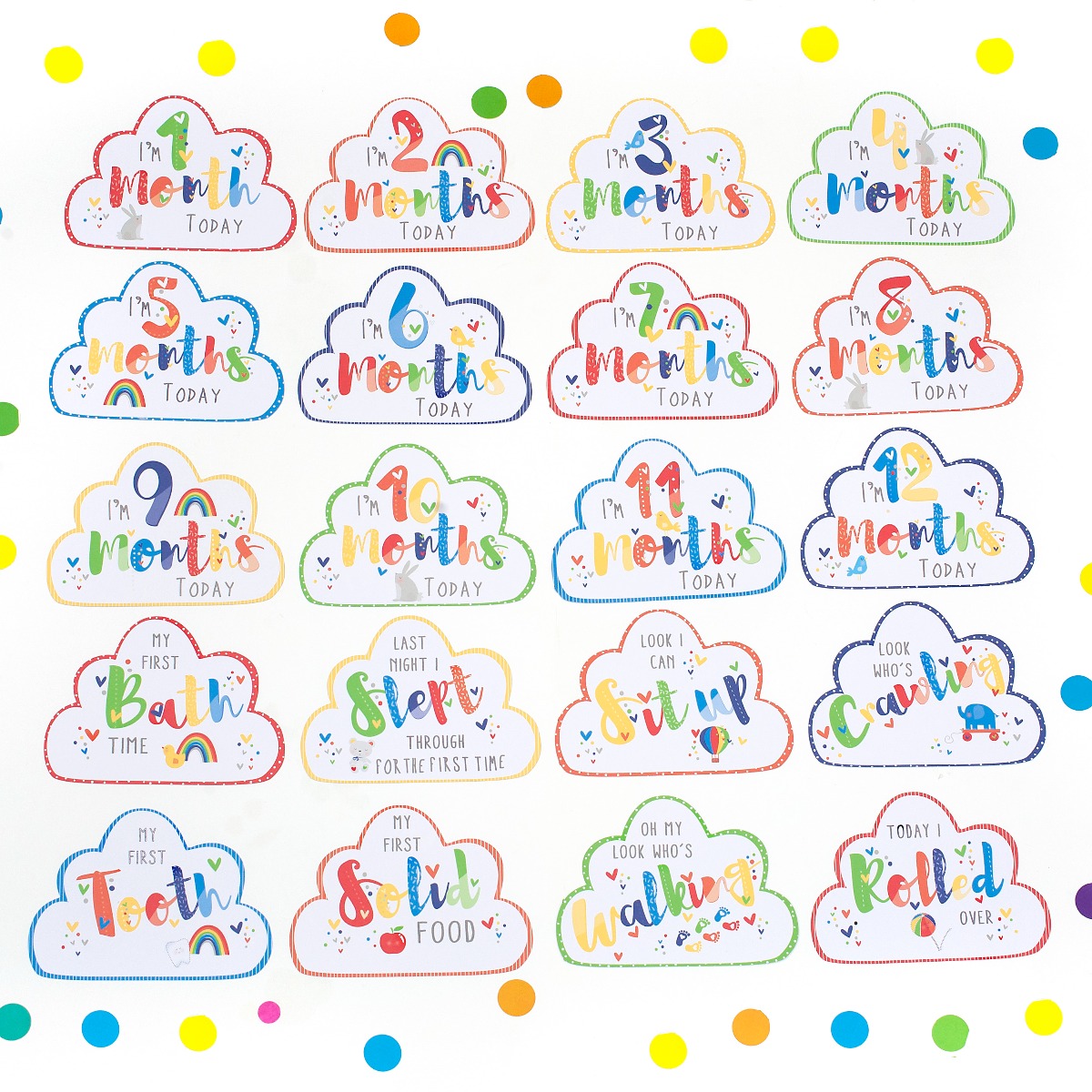 Pukka Party Baby Firsts Achievements Milestone Cards