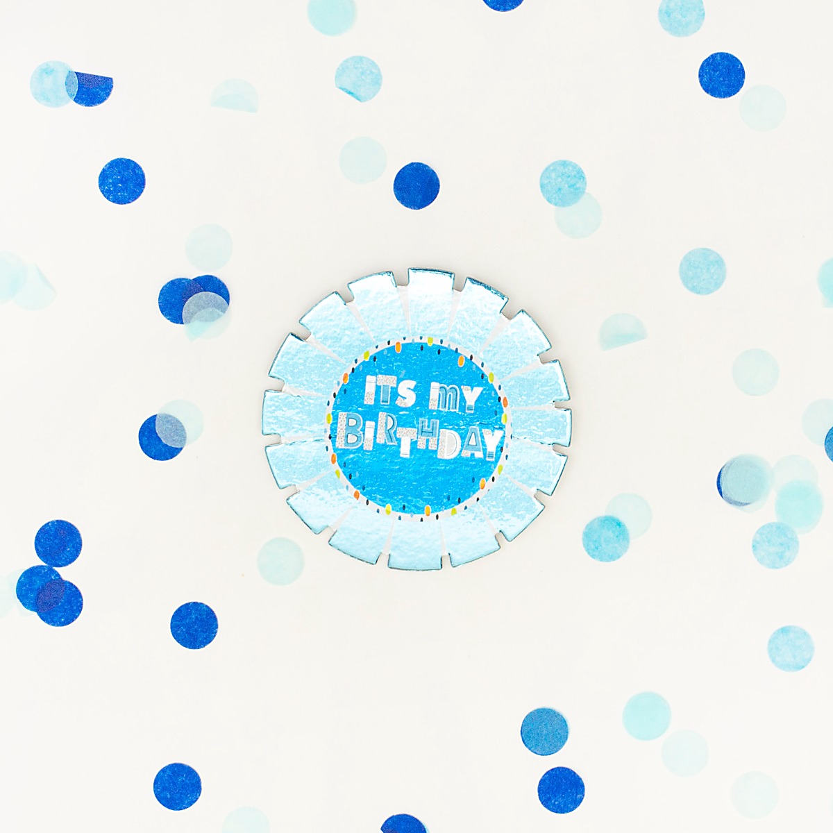 Pukka Party Happy Birthday Blue Card Rosette Badge