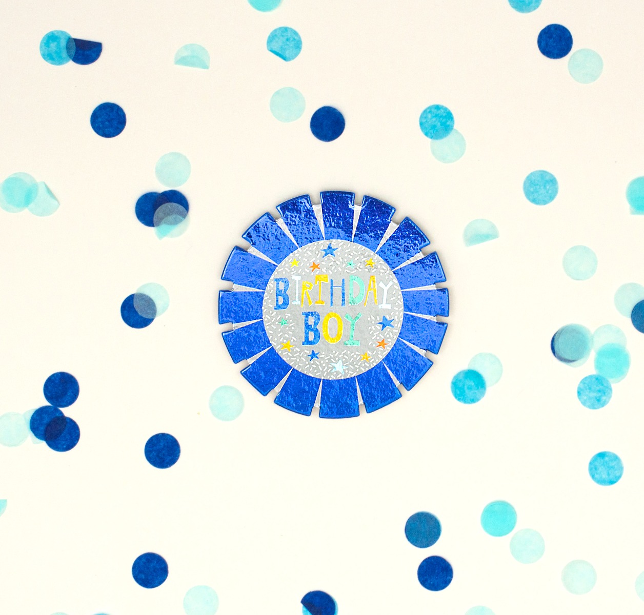 Pukka Party Birthday Boy Blue Card Rosette Badge