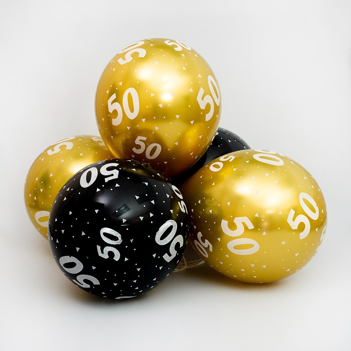 Pukka Party Age 50 Black and Gold 12 inch Balloons - Pack of 6