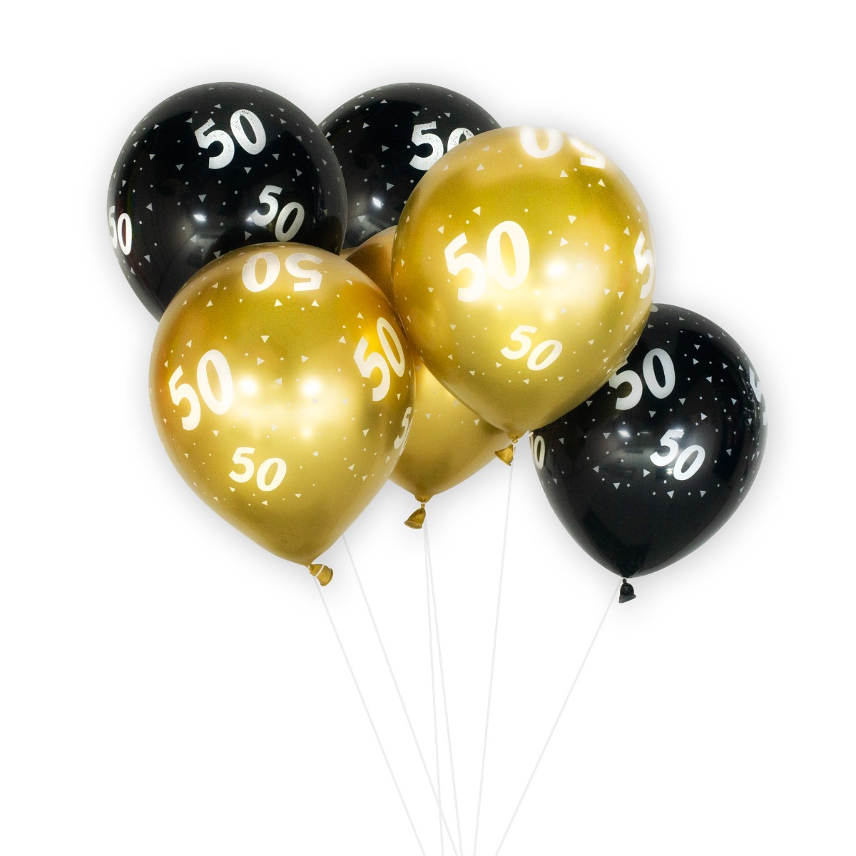 Pukka Party Age 50 Black and Gold 12 inch Balloons - Pack of 6