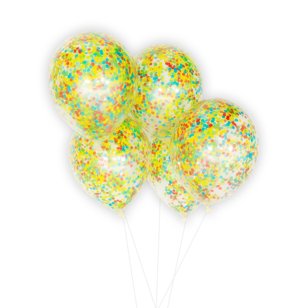 Pukka Party Clear 12 inch Balloons with Multicoloured Confetti - Pack of 5