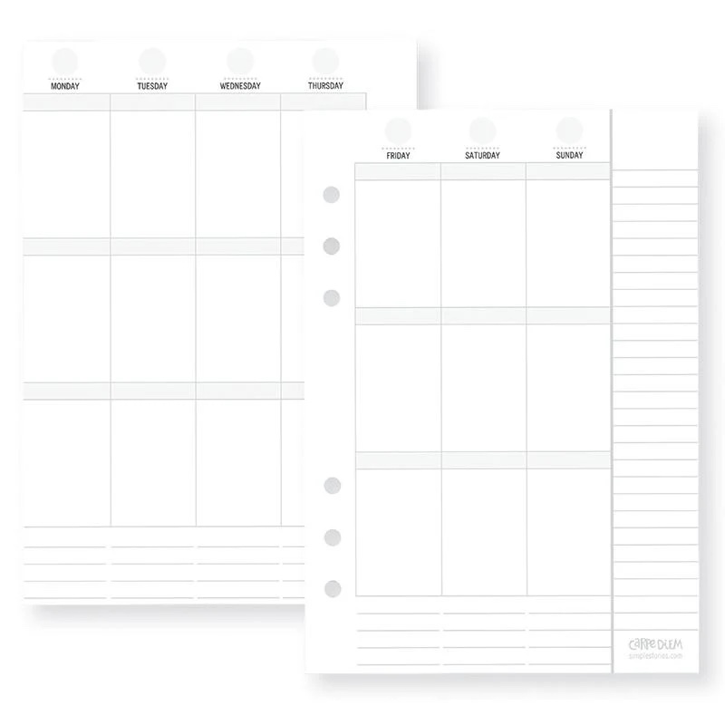 Carpe Diem A5 Planner Essentials Vertical Format Weekly Inserts