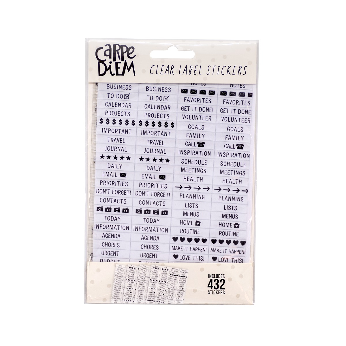 Carpe Diem Planner Essentials - Clear Sticker Labels
