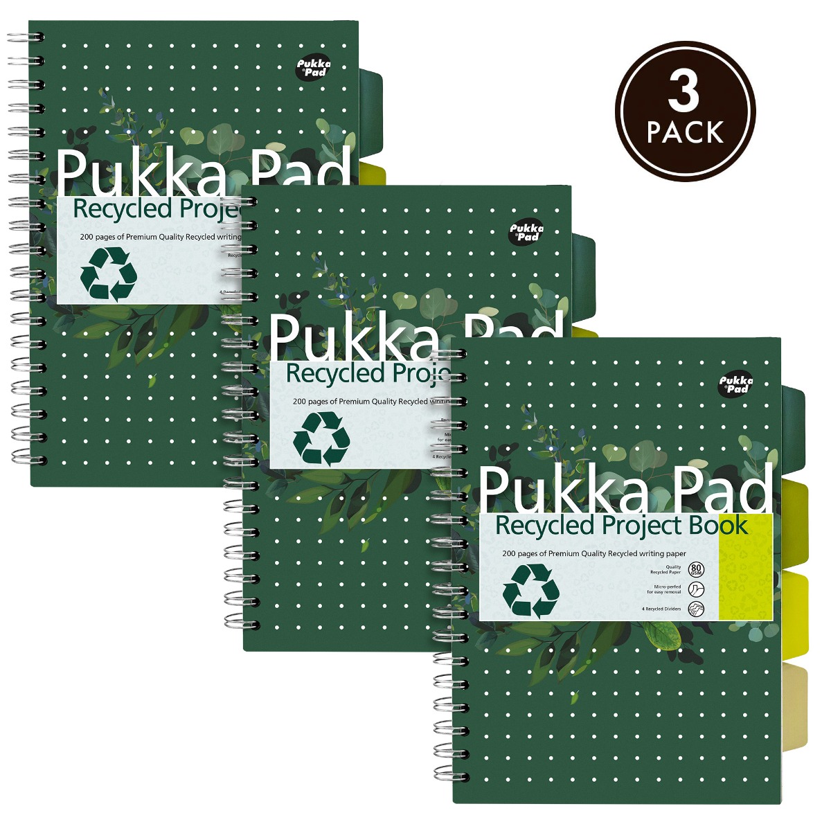 Pukka Pads B5 Lined Recycled Project Book - Pack of 3
