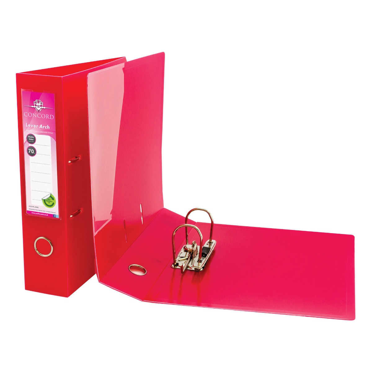 A4 Polypropylene 2-Ring Lever Arch File in Pink - Pack of 5