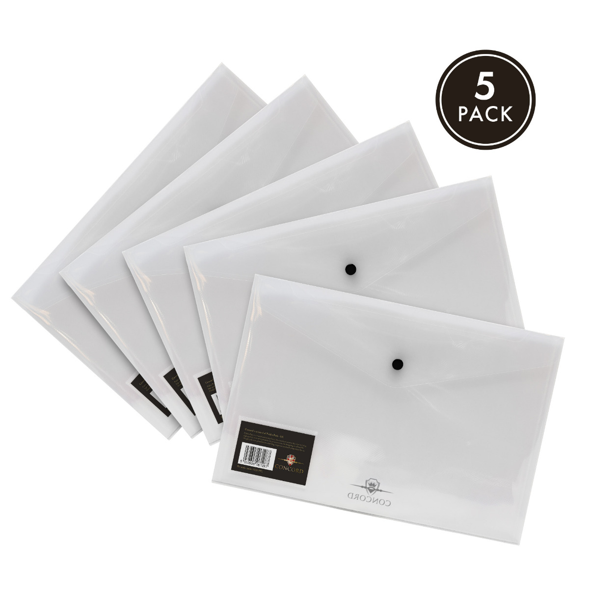Clear Poly Propylene foolscap stud wallet by Concord, a brand of Pukka Pads. Each stud wallet measures 240mm x 360mm and fits A4 paper comfortably.