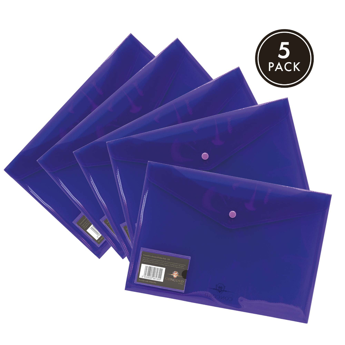 Purple Poly Propylene A4 stud wallet by Concord, a brand of Pukka Pads. Each stud wallet measures 285mm x 200mm and fits A4 paper comfortably.