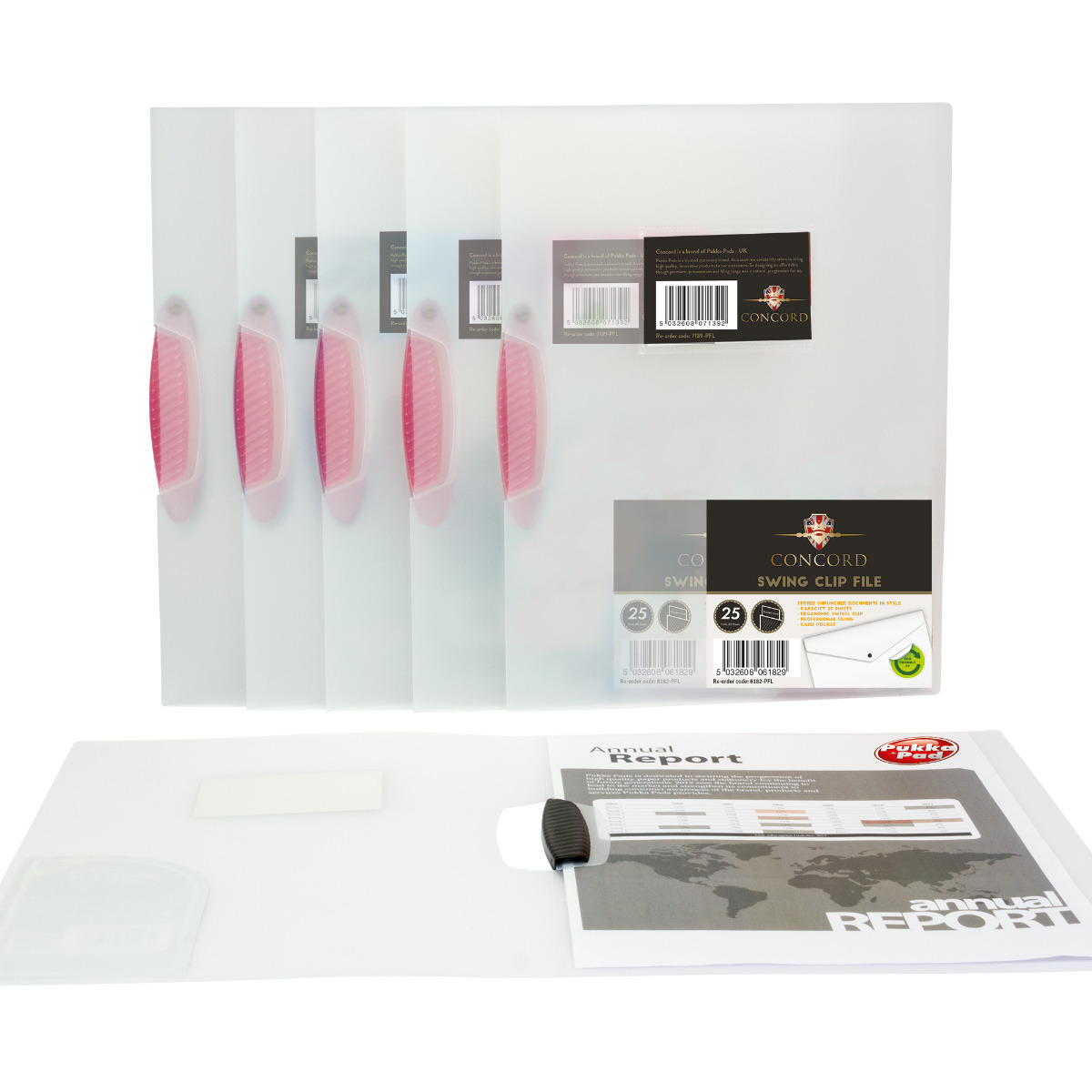 A4 Polypropylene Swing Clip File in Pink -Pack of 5