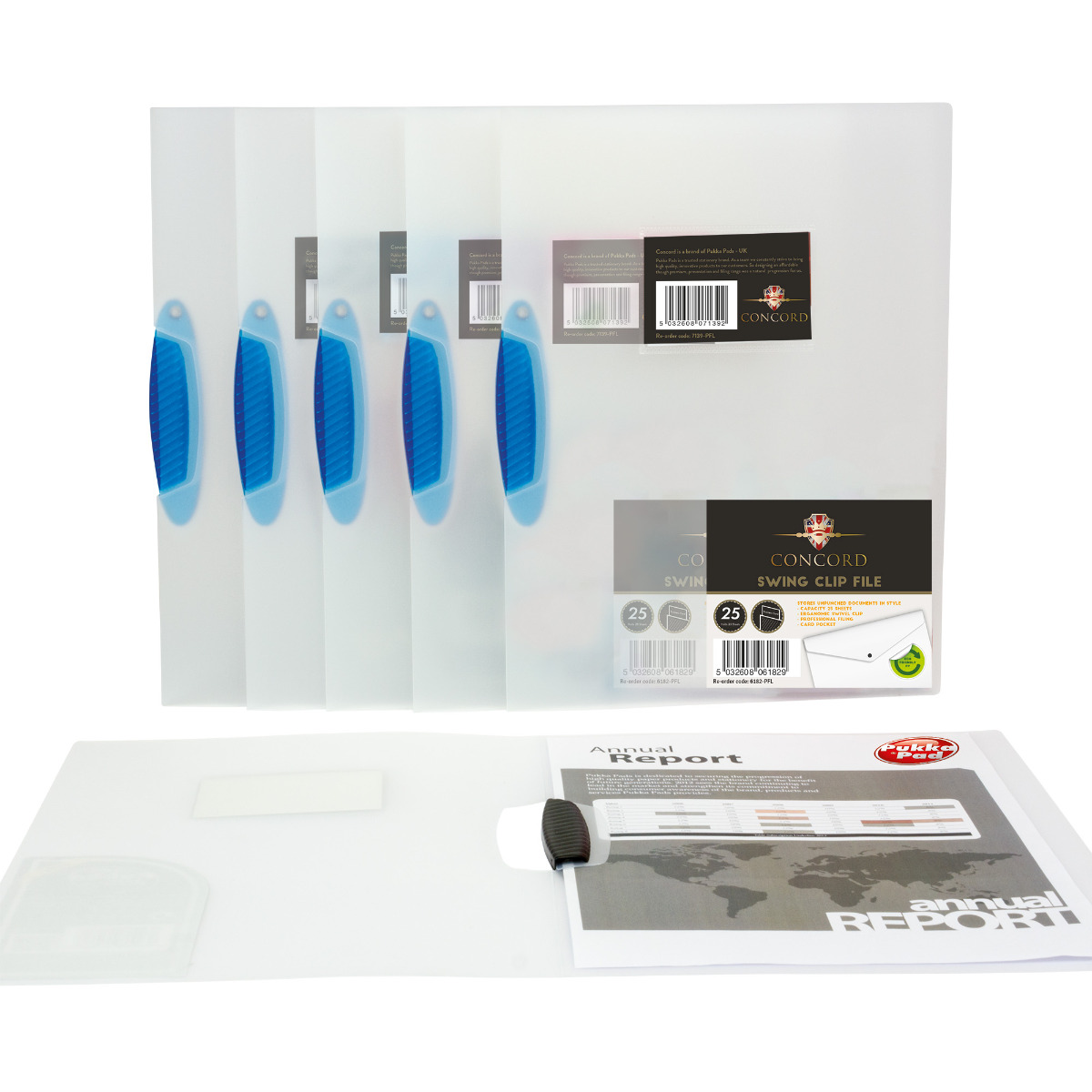 A4 Polypropylene Swing Clip File in Blue -Pack of 5