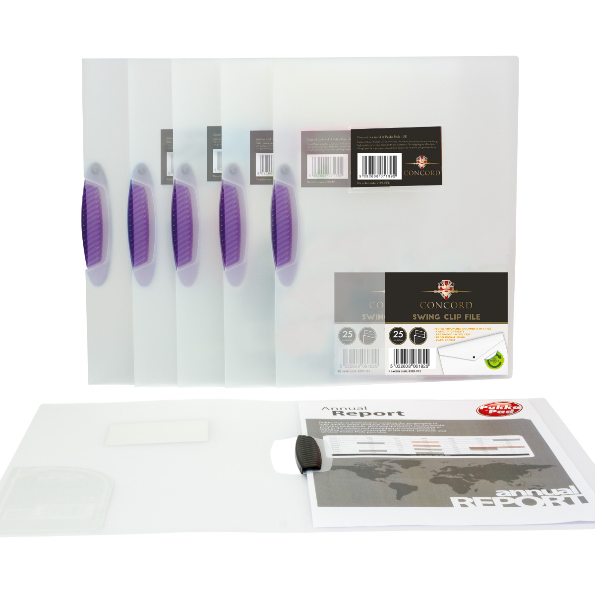 A4 Polypropylene Swing Clip File in Purple -Pack of 5