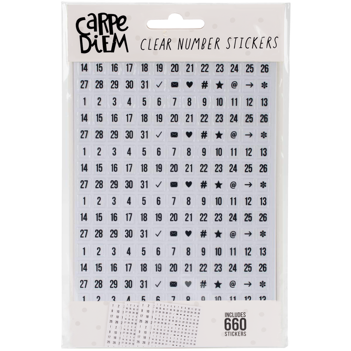 Carpe Diem Planner Essentials - Clear Sticker Numbers