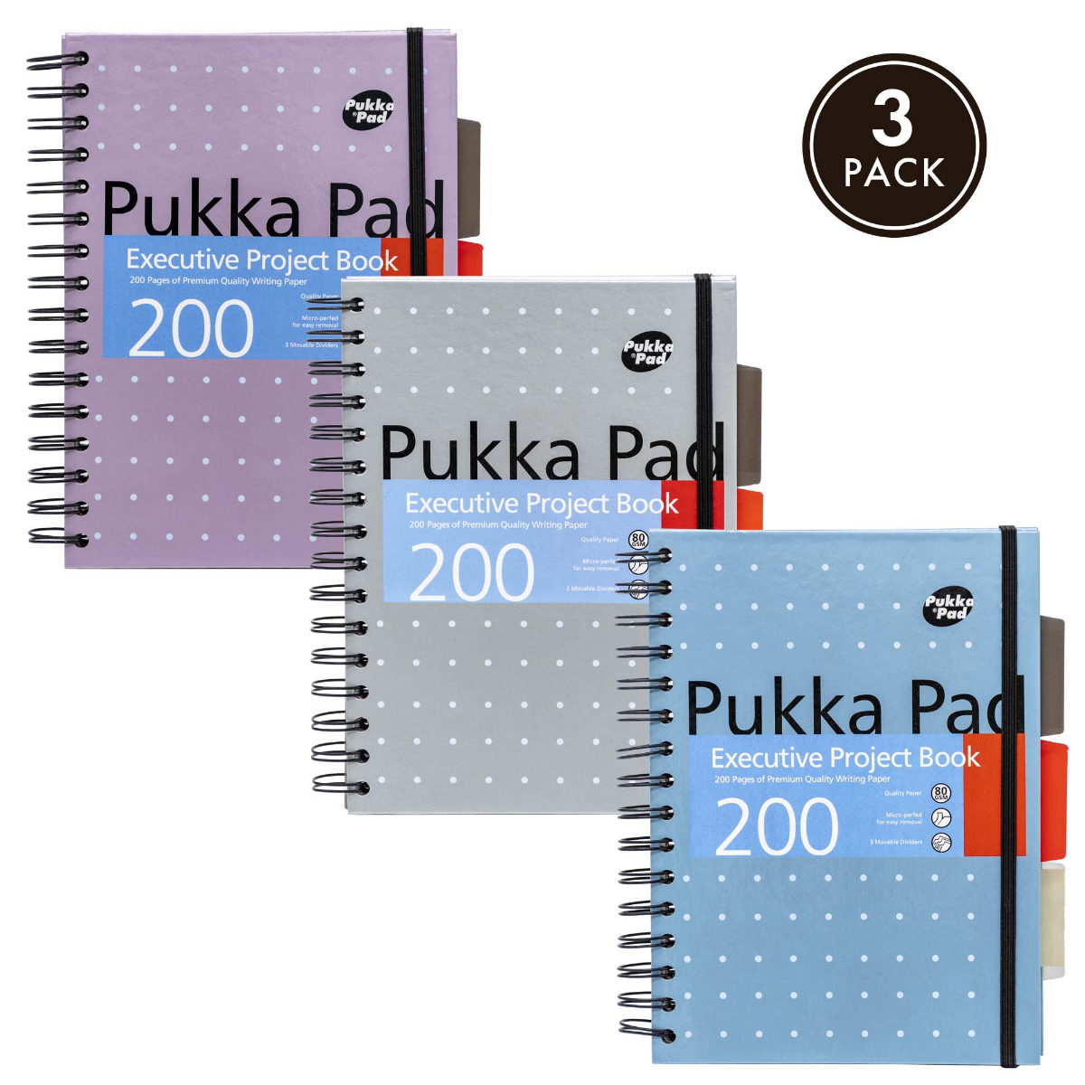 Pukka Pads A5 Lined Metallic Executive Project Book - Assorted Pack of 3