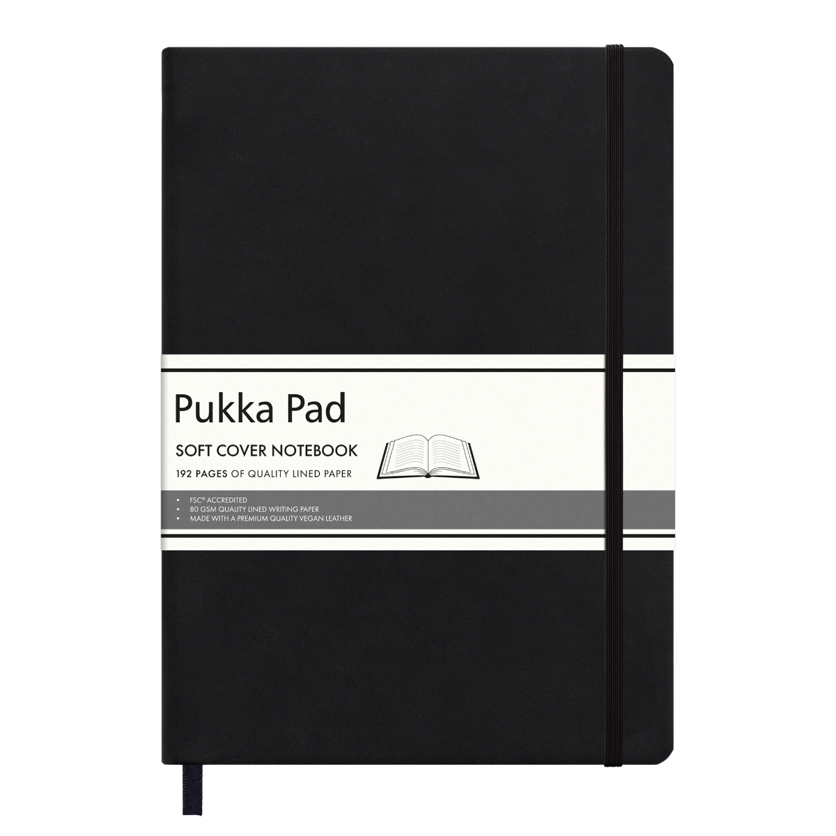 Pukka Pads A4 Lined Large Soft Cover Notebook in Black - pack 3