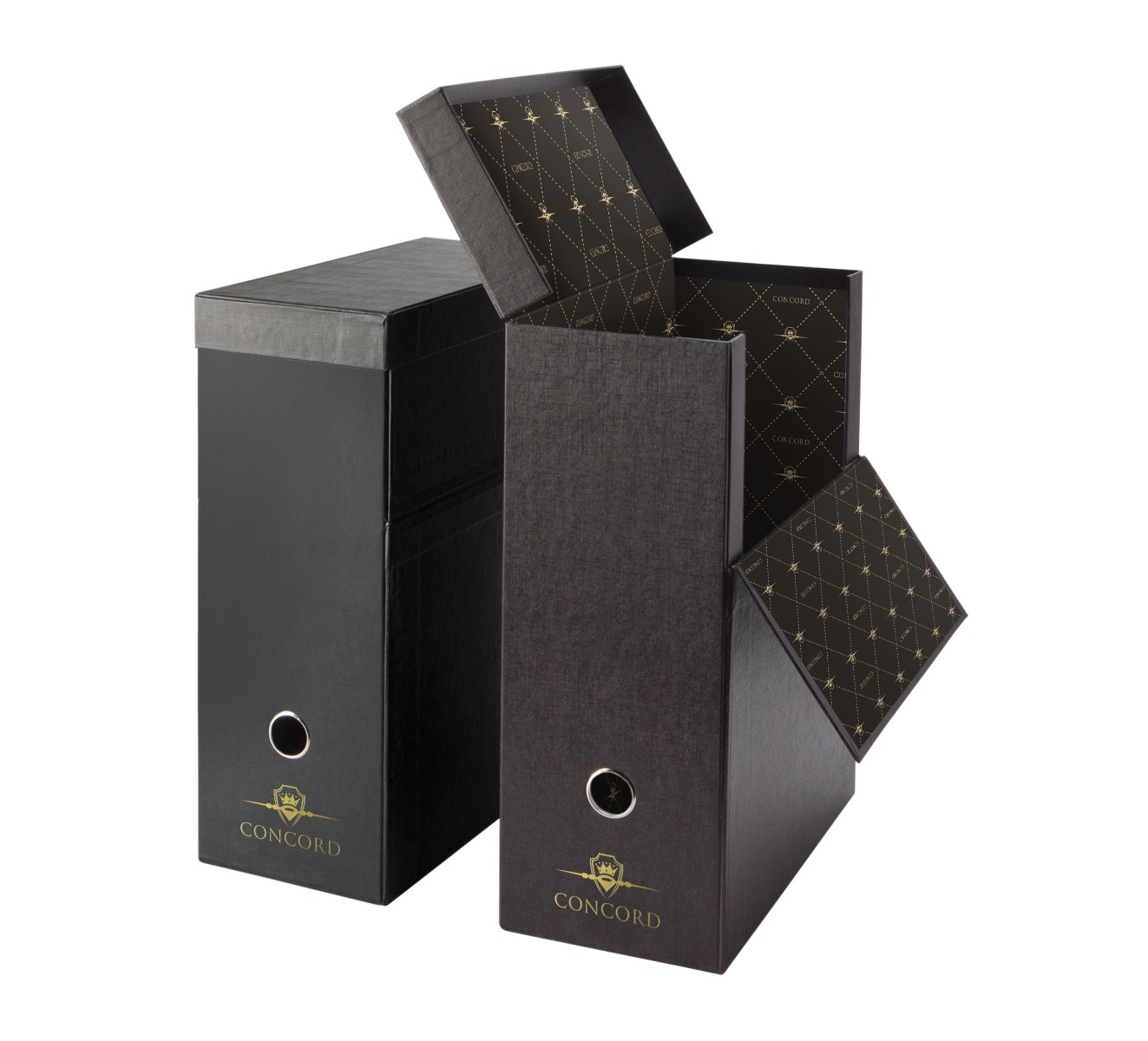 Concord Upright Foolscap Box File in Black - Box of 2