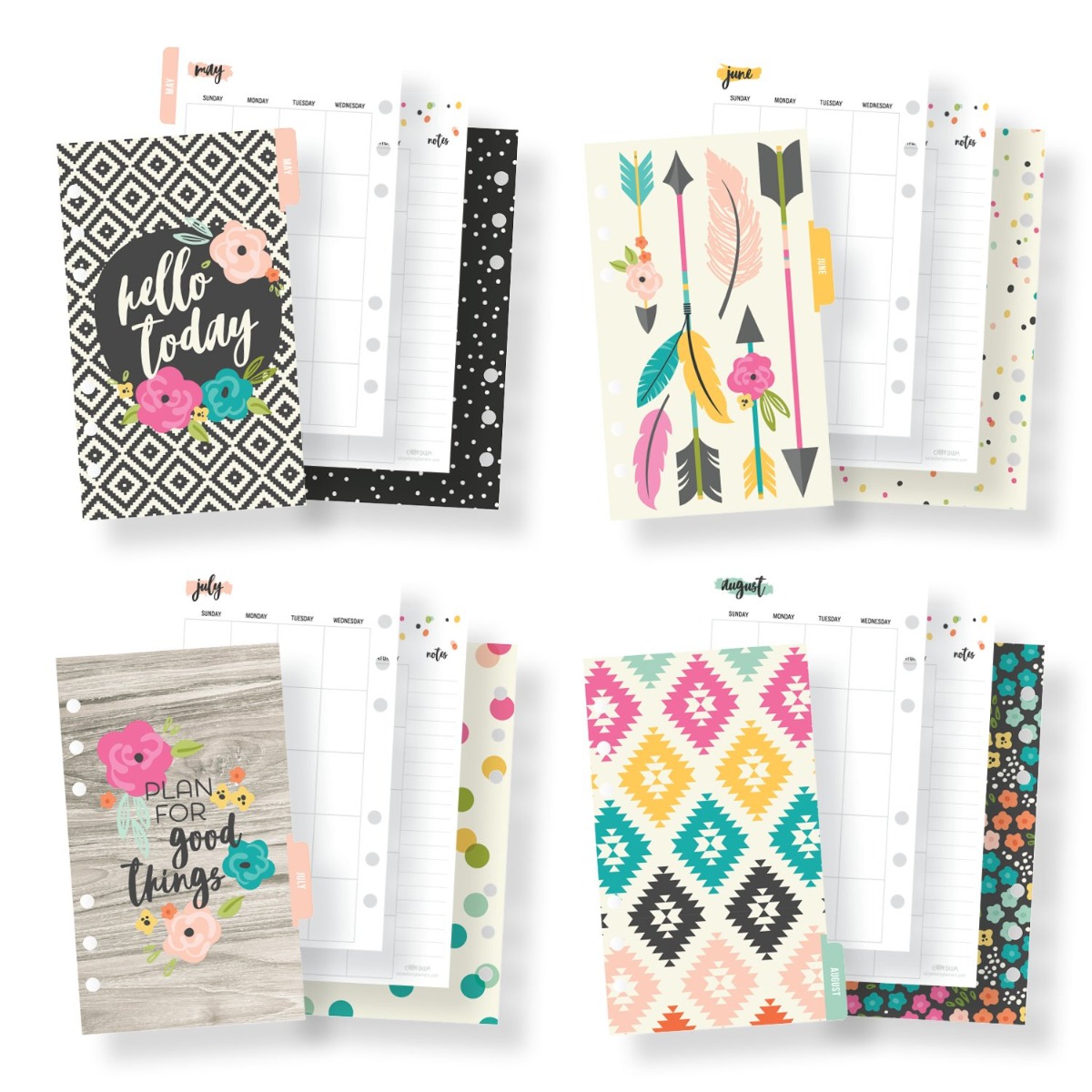 Carpe Diem Beautiful Double-Sided Personal Planner Inserts - Monthly, Undated - View #9