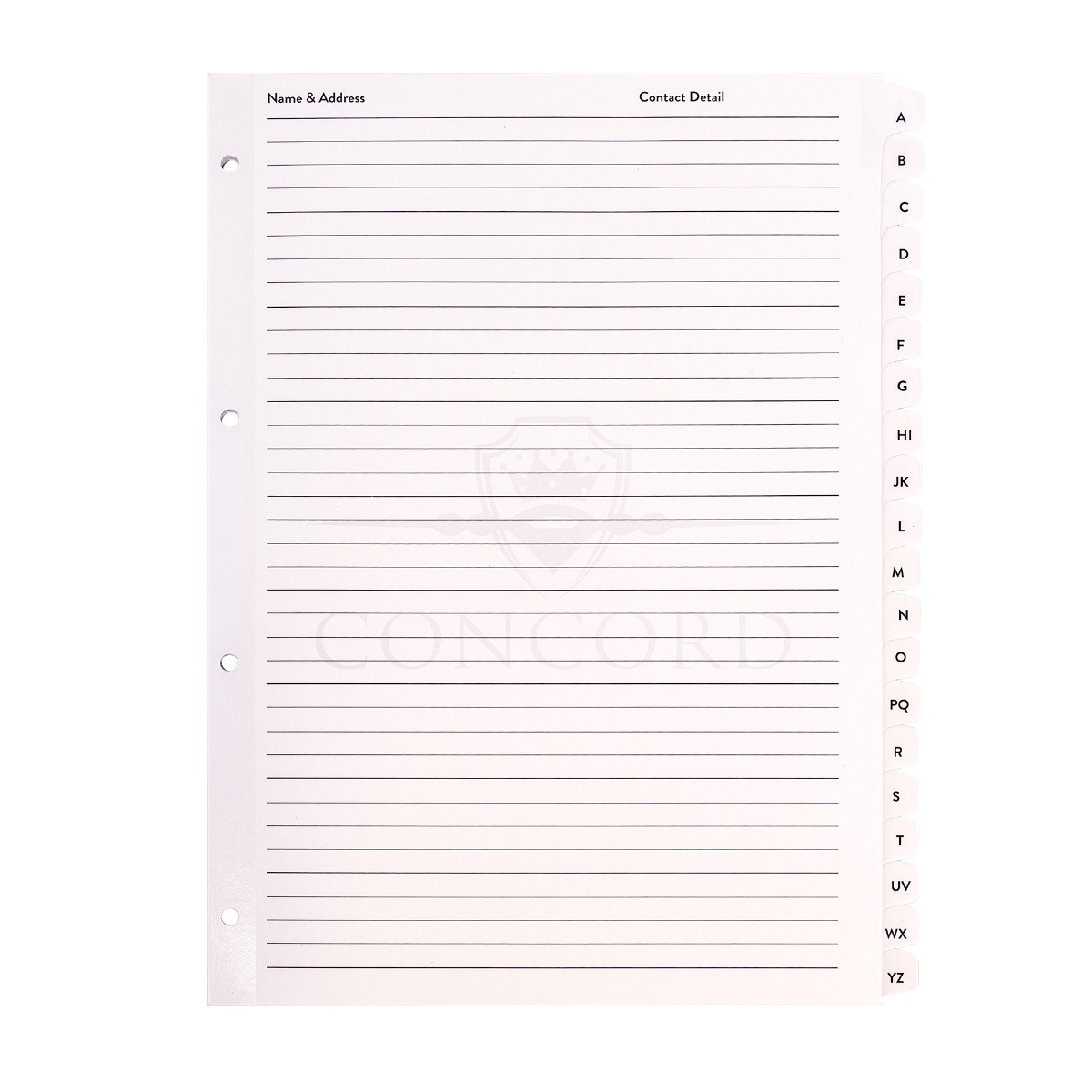 Concord A4 Address Book Refill Sheets