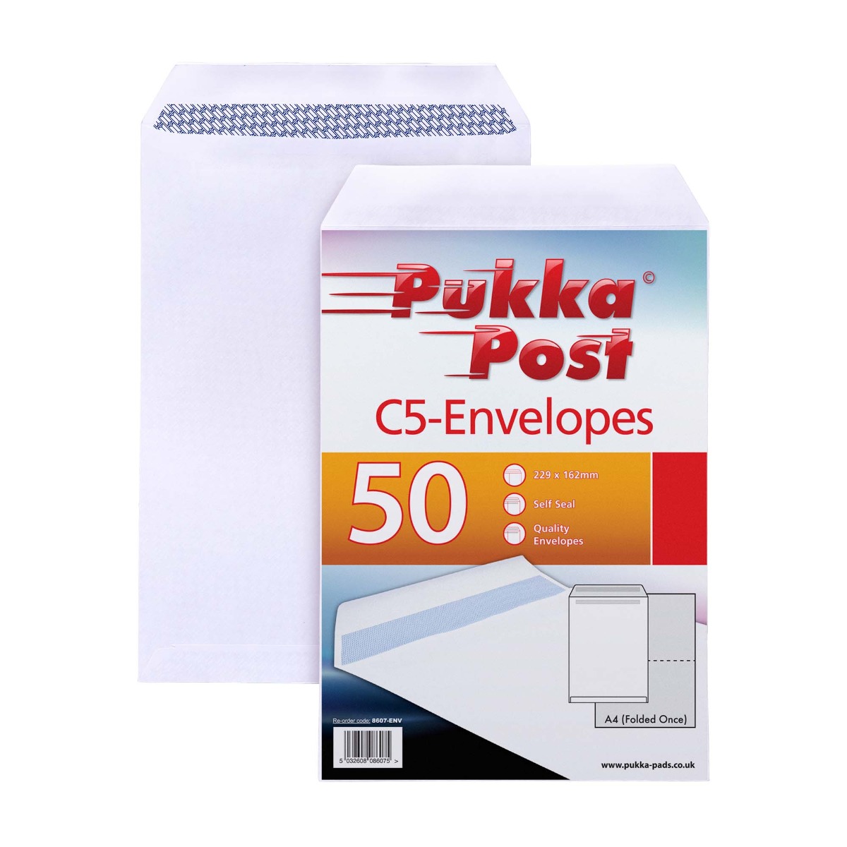 Pukka Post & Packaging C5 White Self Seal Envelopes - Pack of 50