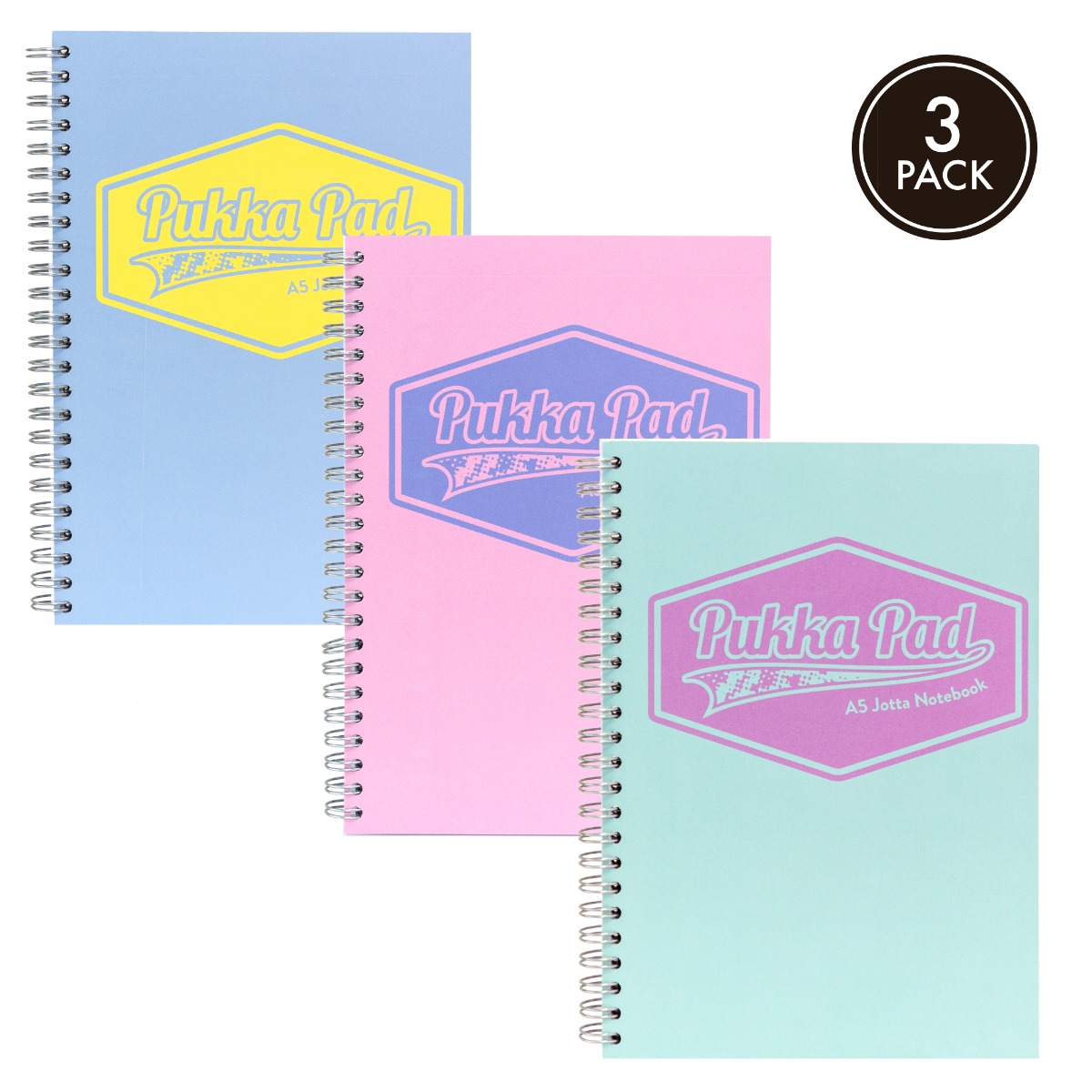 Pukka Pads A5 Pastel Lined Jotta Notebook - Assorted Pink, Teal and Blue