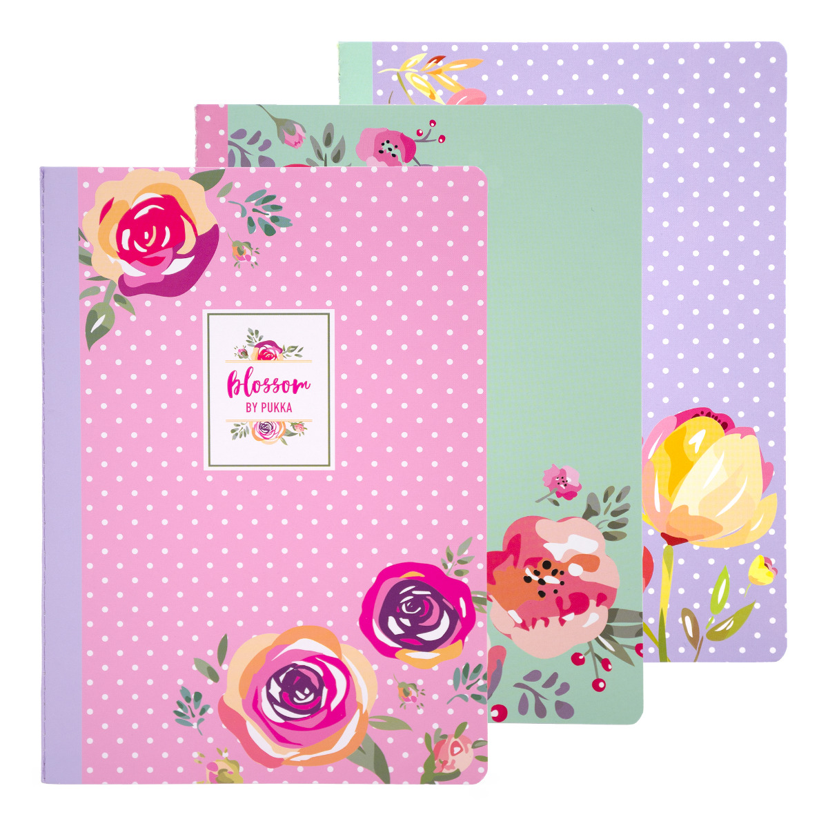 Pukka Pads Blossom A5 Lined Composition Book - Assorted Pack of 3