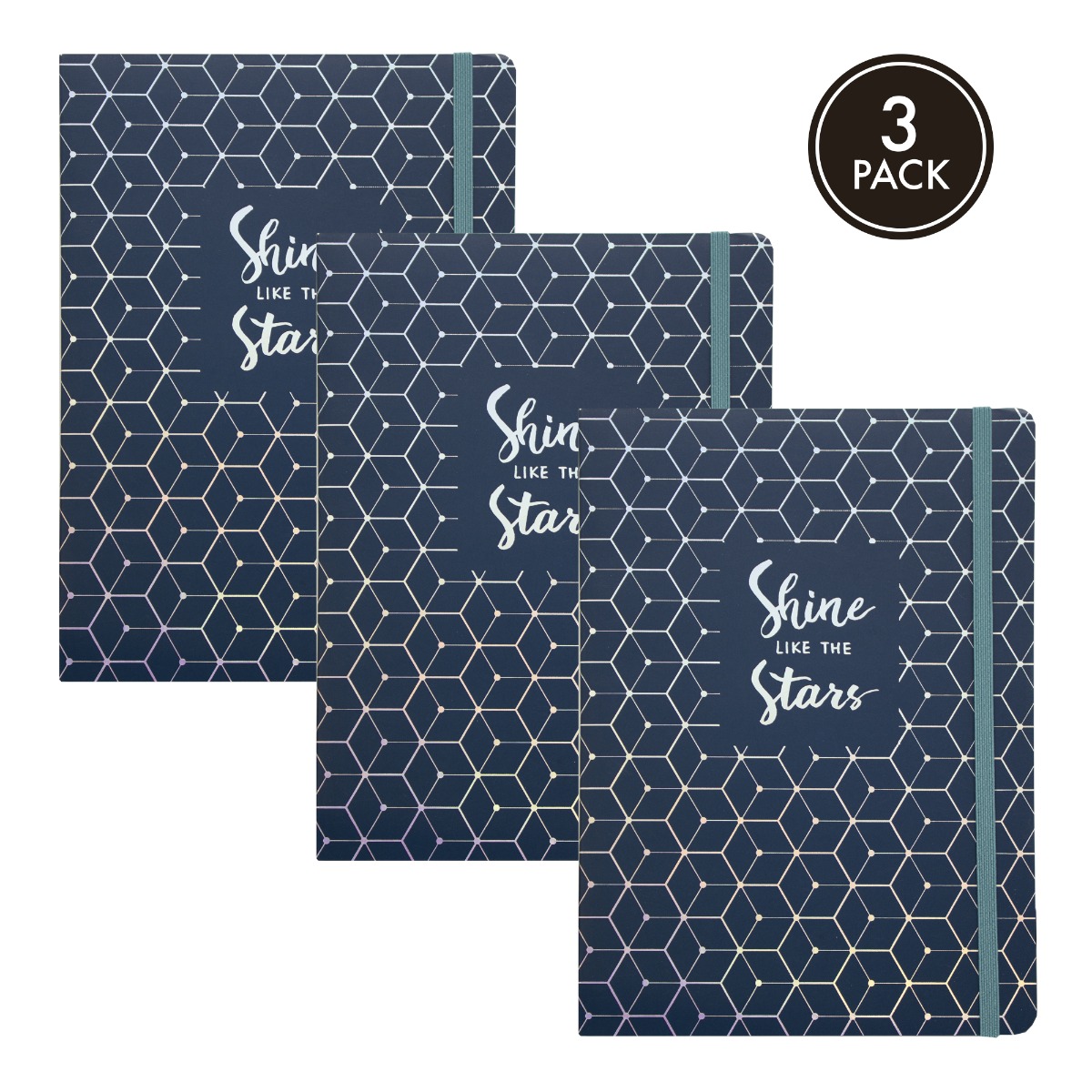 Pukka Pads Glee A5 Journal in Dark Blue 'Shine Like The Stars' - Pack of 3