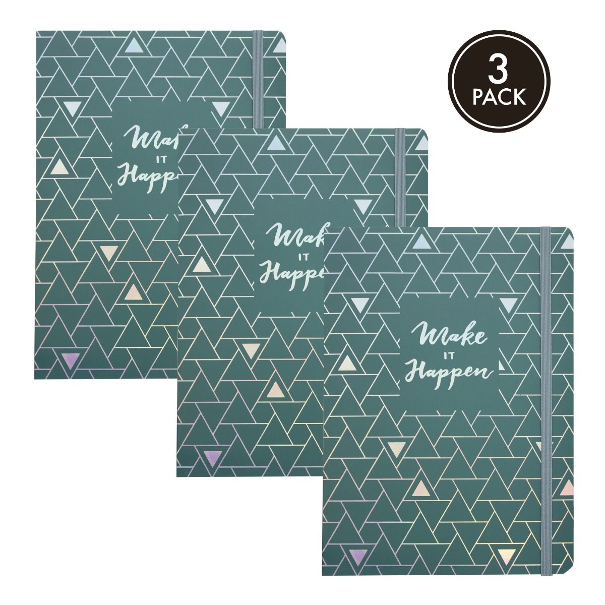 Pukka Pads Glee A5 Journal in Green 'Make It Happen' - Pack of 3