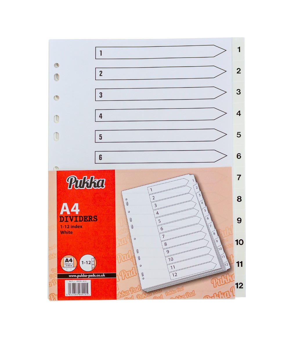 Pukka Pads A4 1-12 Index Dividers - Single