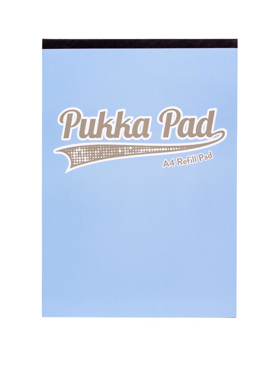 Pukka Pads Pastel A4 160 Page Lined Refill Pad - Assorted Pack of 3 Blue and Pink