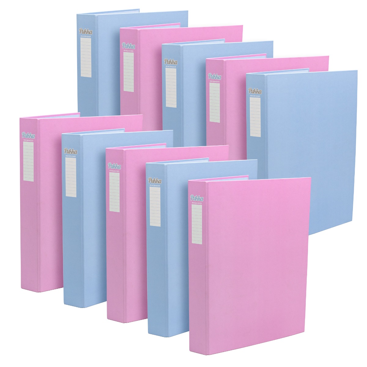 Pukka Pads Pastel Pink and Blue A4 Ringbinders - Pack of 10 Pukka Pads Pastel Pink and Blue A4 Ringbinders - Pack of 10