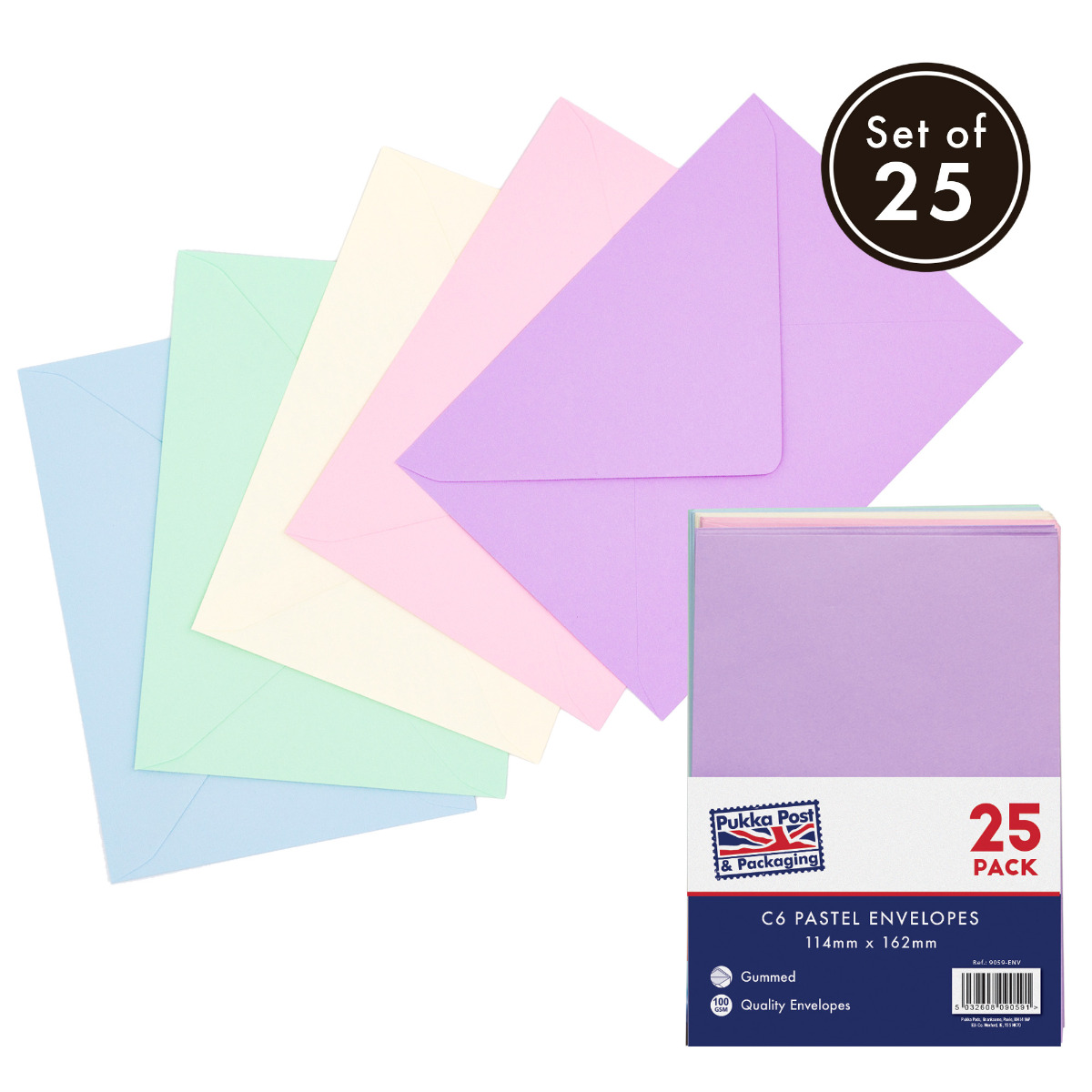 Pukka Post & Packaging C6 Pastels Envelopes - Pack of 25
