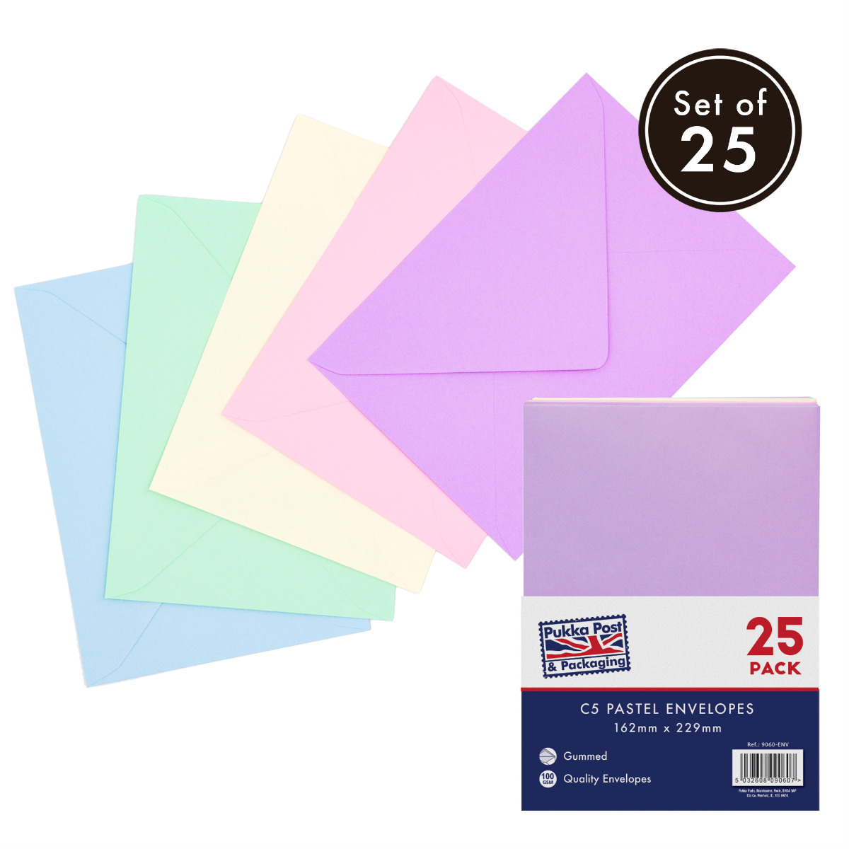 Pukka Post & Packaging C5 Pastels Envelopes - Pack of 25