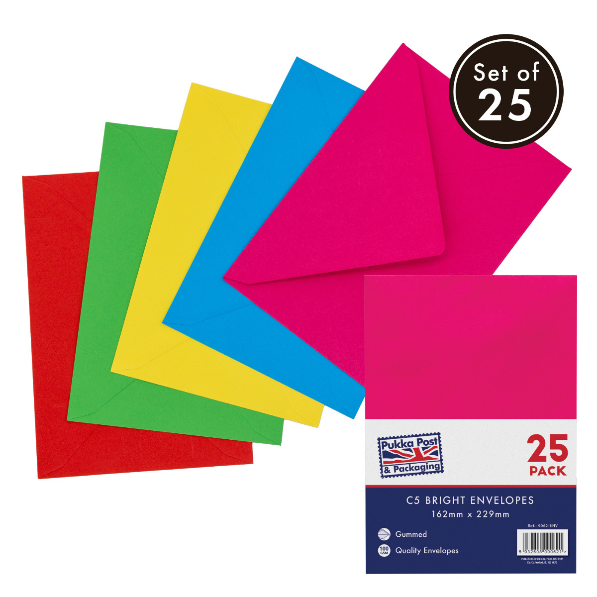 Pukka Post & Packaging C5 Brights Envelopes - Pack of 25
