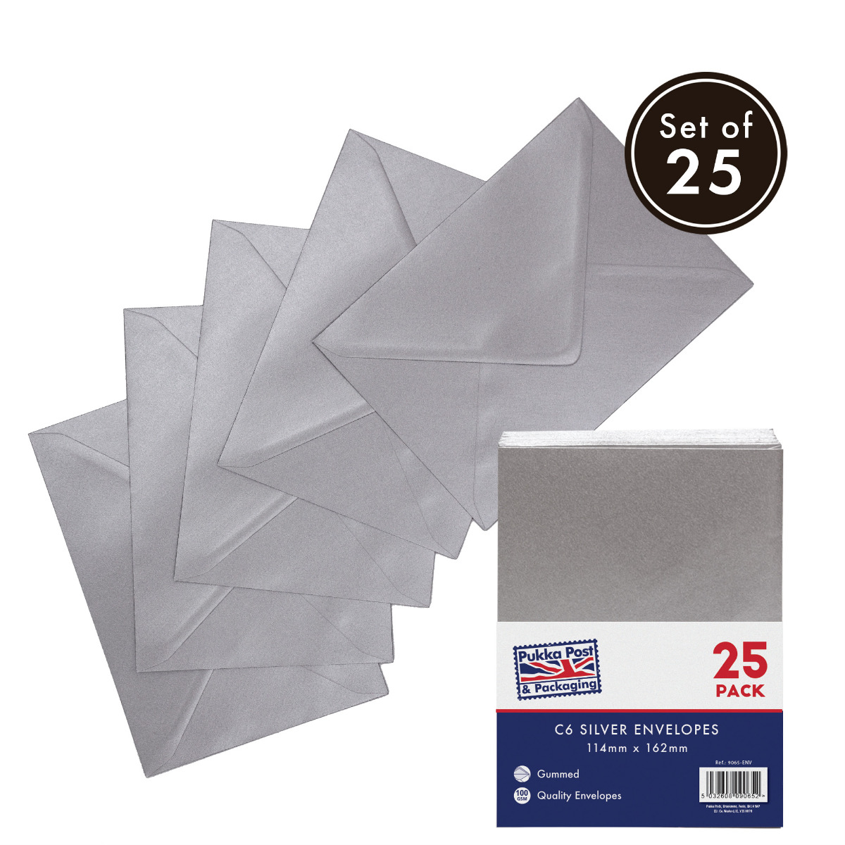 Pukka Post & Packaging C6 Silver Envelopes - Pack of 25