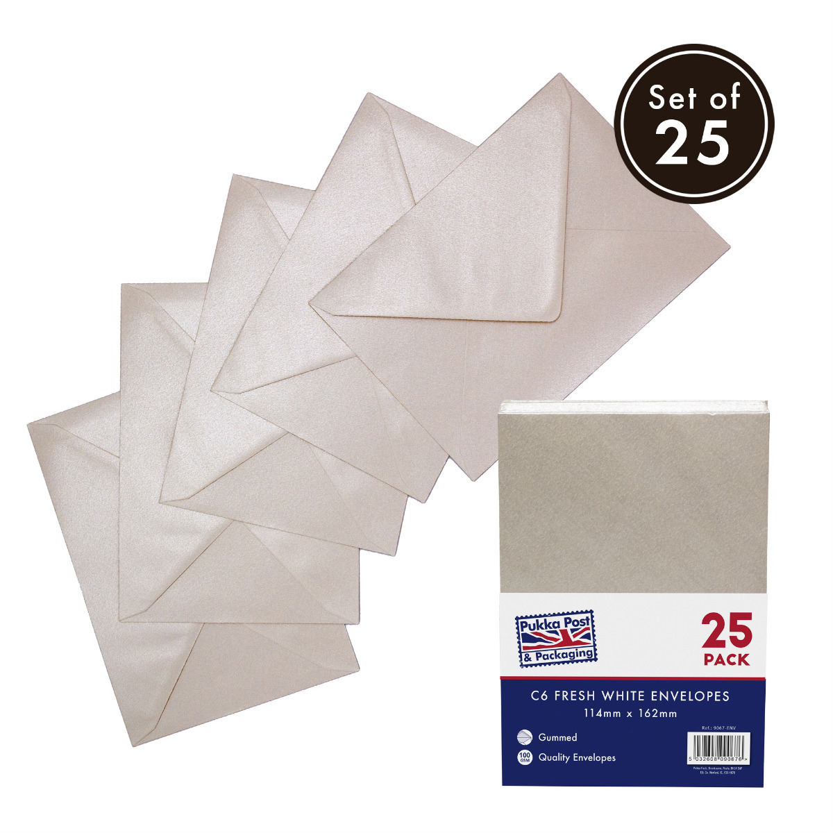 Pukka Post & Packaging C6 Fresh White Envelopes -Pack of 25